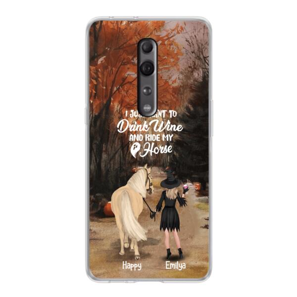 Custom Personalized Horse Witch Phone Case - Halloween Gift For Horse Lover - Drink Wine And Rise My Horse - Case For Xiaomi, Oppo And Huawei- EQRIYV