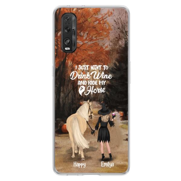 Custom Personalized Horse Witch Phone Case - Halloween Gift For Horse Lover - Drink Wine And Rise My Horse - Case For Xiaomi, Oppo And Huawei- EQRIYV