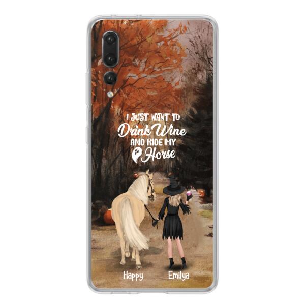 Custom Personalized Horse Witch Phone Case - Halloween Gift For Horse Lover - Drink Wine And Rise My Horse - Case For Xiaomi, Oppo And Huawei- EQRIYV