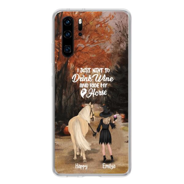 Custom Personalized Horse Witch Phone Case - Halloween Gift For Horse Lover - Drink Wine And Rise My Horse - Case For Xiaomi, Oppo And Huawei- EQRIYV