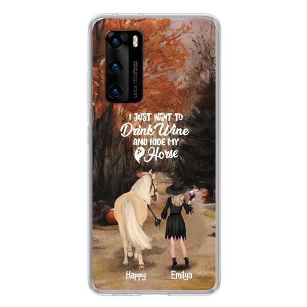 Custom Personalized Horse Witch Phone Case - Halloween Gift For Horse Lover - Drink Wine And Rise My Horse - Case For Xiaomi, Oppo And Huawei- EQRIYV