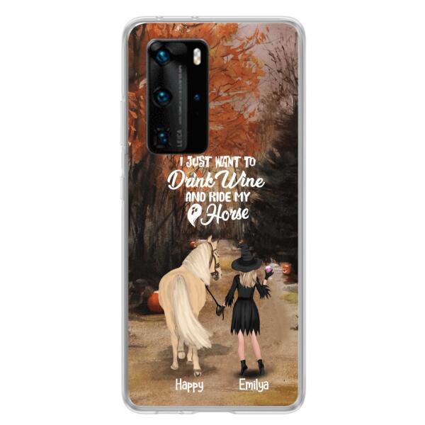 Custom Personalized Horse Witch Phone Case - Halloween Gift For Horse Lover - Drink Wine And Rise My Horse - Case For Xiaomi, Oppo And Huawei- EQRIYV