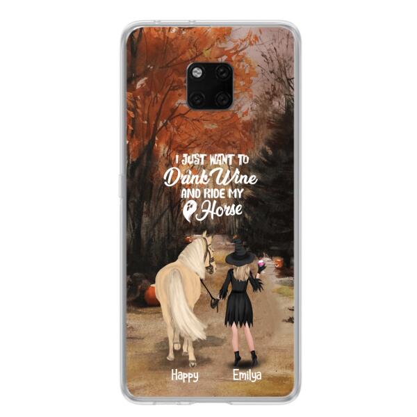 Custom Personalized Horse Witch Phone Case - Halloween Gift For Horse Lover - Drink Wine And Rise My Horse - Case For Xiaomi, Oppo And Huawei- EQRIYV