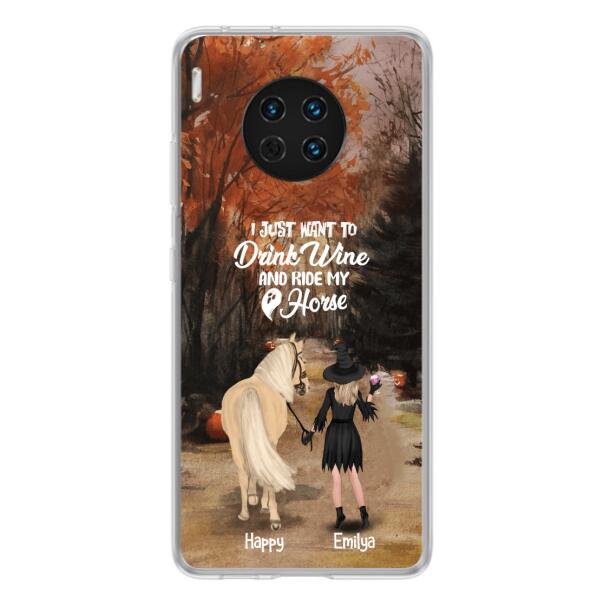 Custom Personalized Horse Witch Phone Case - Halloween Gift For Horse Lover - Drink Wine And Rise My Horse - Case For Xiaomi, Oppo And Huawei- EQRIYV