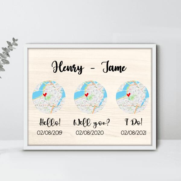 Custom Personalized Map Poster - Best Gift For Couple