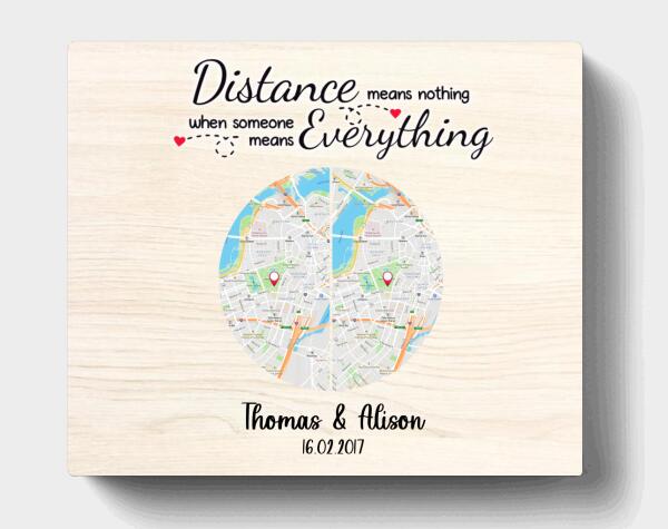 Custom Personalized Circle Map Couple Horizontal Canvas - Best Gift For Couple - Distance Means Nothing When Someone Means Everything