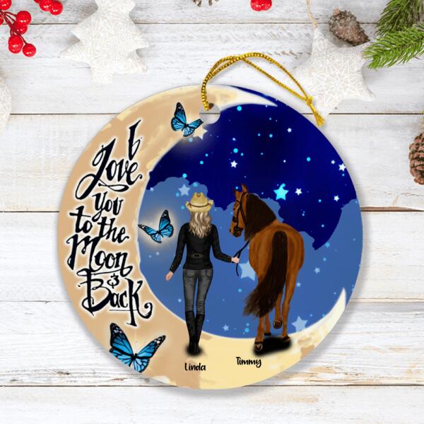 Custom Personalized Horse Moon Ornament - Best Gift For Horse Lovers - I Love You To The Moon & Back