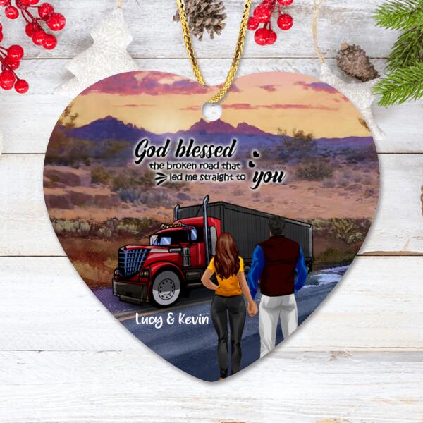 Custom Personalized Trucker Ornament - Couple/ Mom And Kid/ Mom And Dog - Best Gift For Couple - 5VQSN5