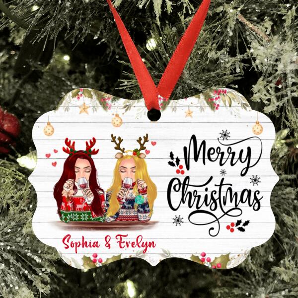 Custom Personalized Xmas Besties Ornament - Best Gift For Friends - Merry Christmas