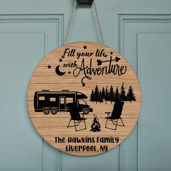 Custom Personalized Camping Circle Doorsign - Best Gift for Camping Lovers - This Is Our Happy Place