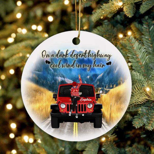 Custom Personalized Off - Road Girl Ornament - On A Dark Desert Highway Cool Wind In My Hair