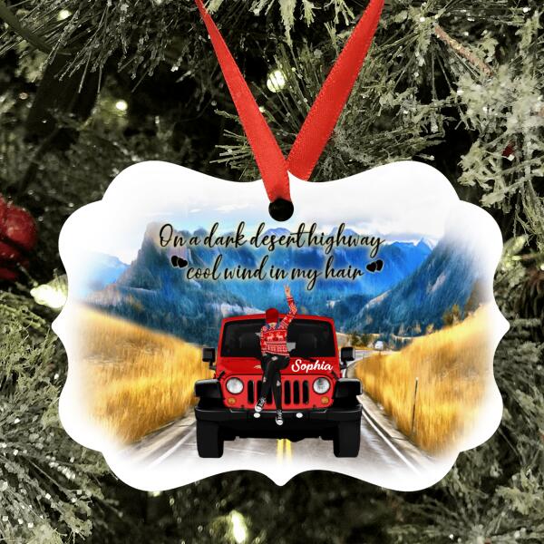 Custom Personalized Off - Road Girl Ornament - On A Dark Desert Highway Cool Wind In My Hair