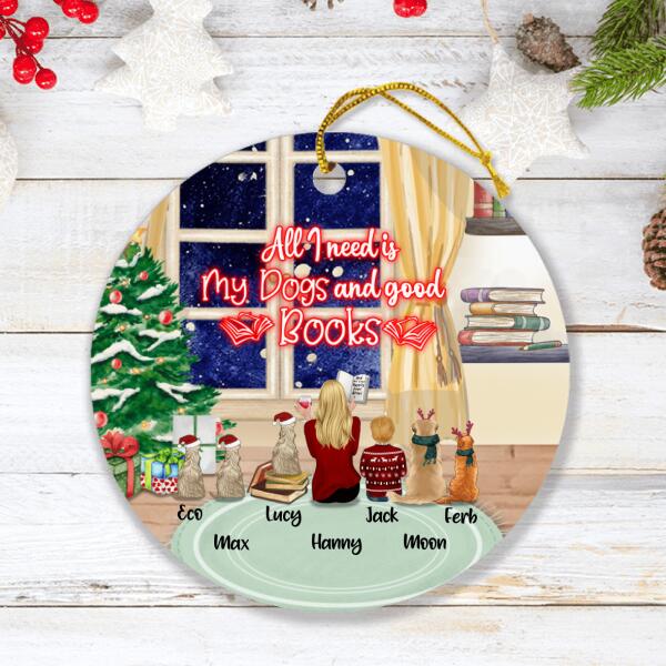 Custom Personalized Christmas With Books And Pets Ornament - Best Gift For Dog/ Cat Lover - All I Need Is My Dogs And Good Books