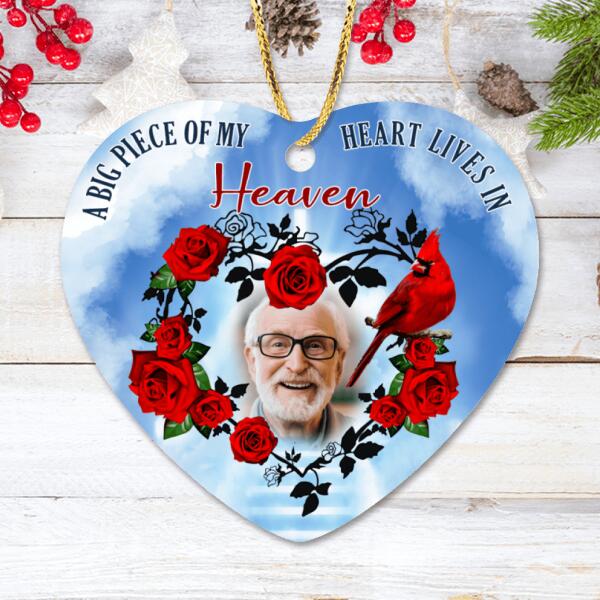 Custom Personalized Memorial Ornament - Memorial Gift For Family - A Big Piece Of My Heart Lives In Heaven