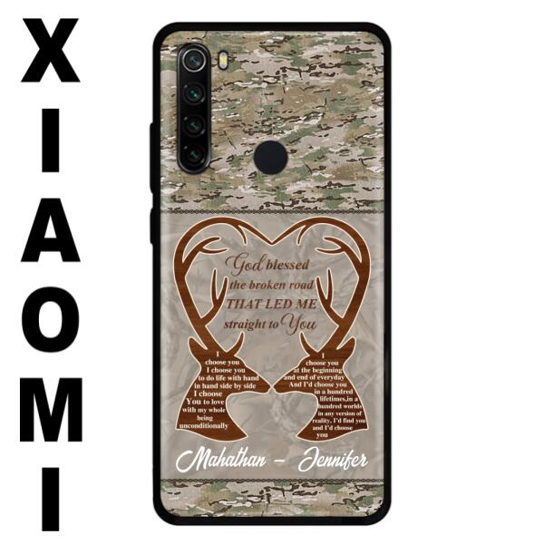 Custom Personalized Deer Hunting Heart Phone Case - Gift Idea For Couple - God Blessed The Broken Road That Led Me Straight To You - Case For Xiaomi, Oppo And Huawei