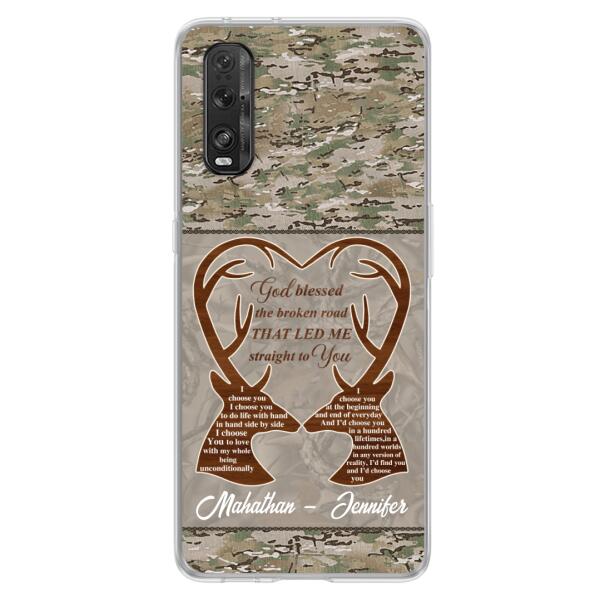 Custom Personalized Deer Hunting Heart Phone Case - Gift Idea For Couple - God Blessed The Broken Road That Led Me Straight To You - Case For Xiaomi, Oppo And Huawei