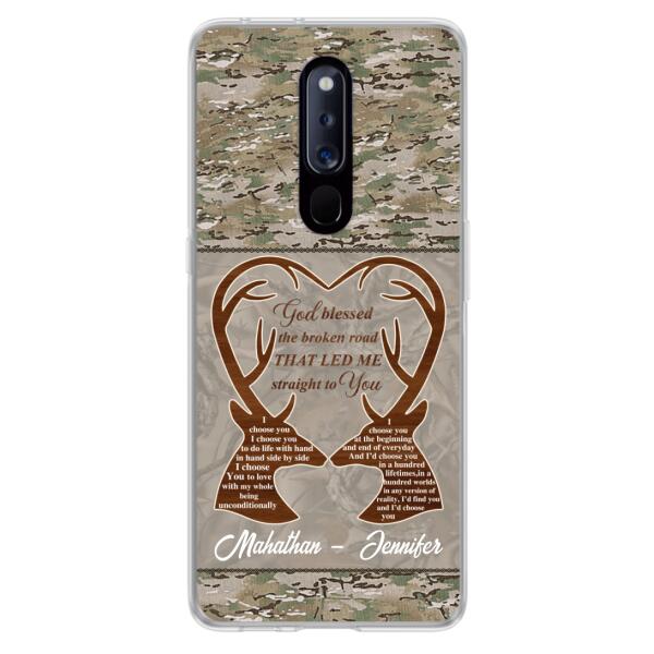 Custom Personalized Deer Hunting Heart Phone Case - Gift Idea For Couple - God Blessed The Broken Road That Led Me Straight To You - Case For Xiaomi, Oppo And Huawei