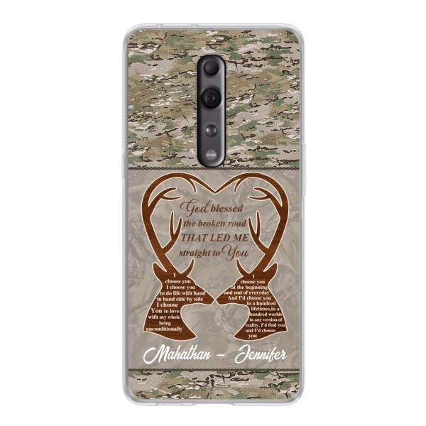 Custom Personalized Deer Hunting Heart Phone Case - Gift Idea For Couple - God Blessed The Broken Road That Led Me Straight To You - Case For Xiaomi, Oppo And Huawei