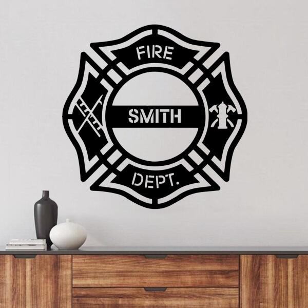 Personalized Firefighter Metal Monogram Sign - Custom Name