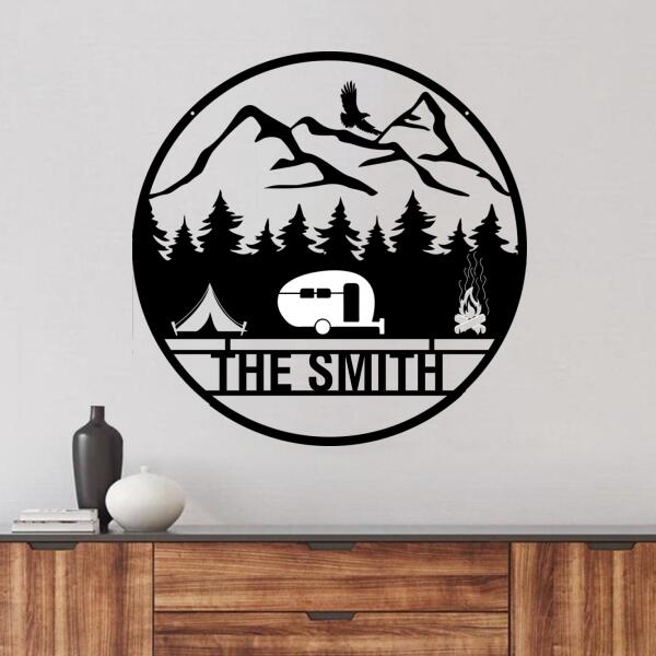 Custom Personalized Camping Metal Monogram Sign - Gift For Camping Lover - The Smith