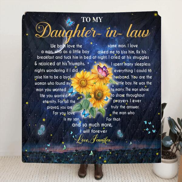 Custom Personalized To My Daughter In Law Quilt/ Fleece Blanket - Gift For Daughter In Law