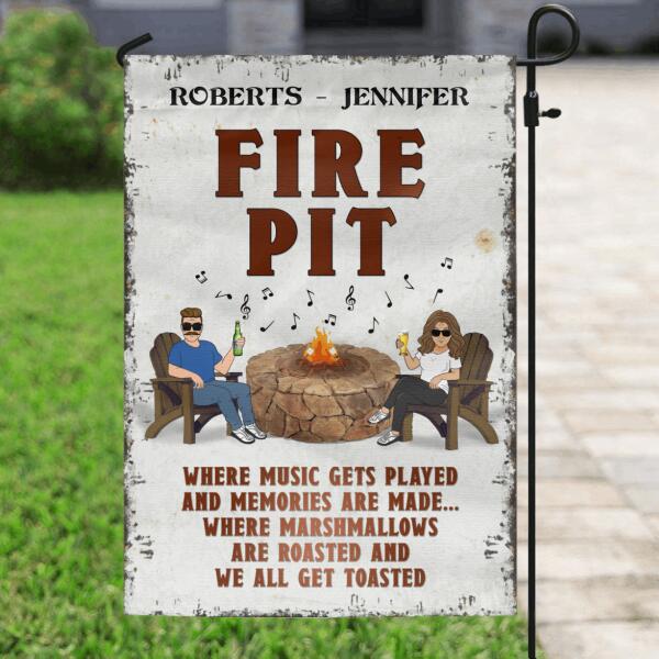 Custom Personalized Fire Pit Flag - Best Gift For Couple - Fire Pit Where Music Gets Played And Memories Are Made