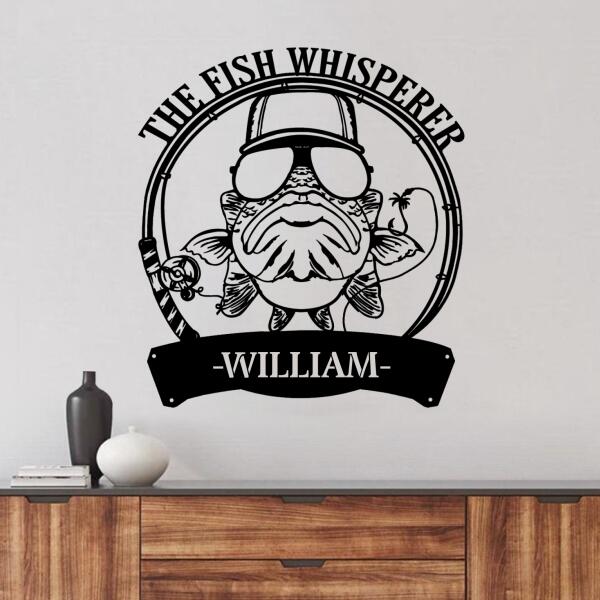 Custom Personalized The Fish Whisperer Monogram Metal Sign - Gift Idea For Fishing Lover