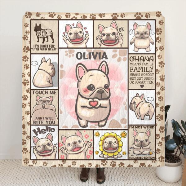 Custom Personalized French Bulldog Funny Lovely Quilt/ Fleece Blanket - Gift Idea For French Bulldog Lover