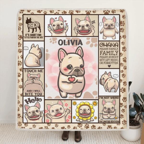 Custom Personalized French Bulldog Funny Lovely Quilt/ Fleece Blanket - Gift Idea For French Bulldog Lover