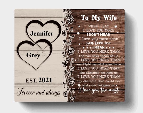 Custom Personalized Romantic Sayings Couple Canvas - Gift Idea For Wife From Husband - I Love You The Most