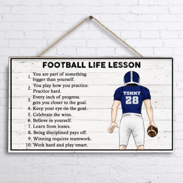 Personalized Football Life Lessons Rectangle Doorsign - Best Gift For Football Lovers - You Are Part Of Something Bigger