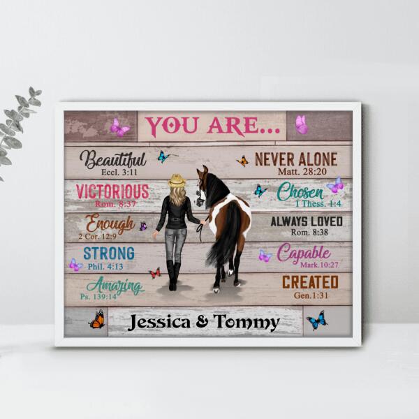 Custom Personalized Christian You're Beautiful Horse Girl Poster - Gift Idea For Horse Lover