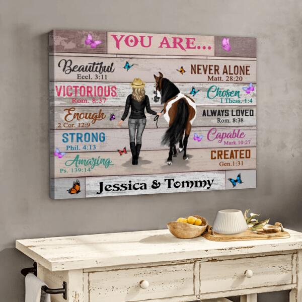 Custom Personalized Christian You're Beautiful Horse Girl Canvas - Gift Idea For Horse Lover