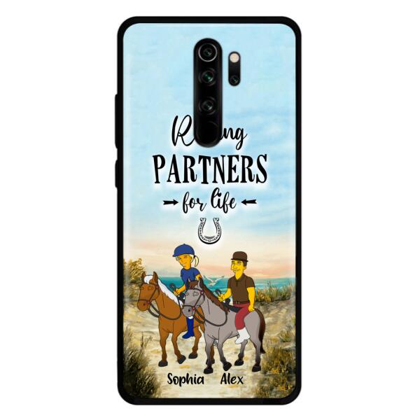 Custom Personalized Horseback Riding Cartoon Portrait From Photo Phone Case - Gift Idea For Couple/ Riding Lover - Case For Xiaomi, Oppo And Huawei