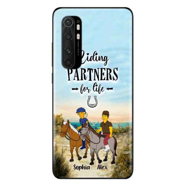 Custom Personalized Horseback Riding Cartoon Portrait From Photo Phone Case - Gift Idea For Couple/ Riding Lover - Case For Xiaomi, Oppo And Huawei