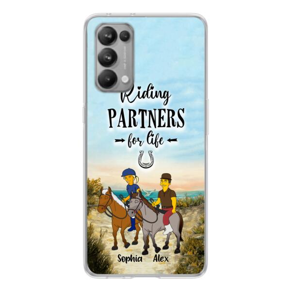 Custom Personalized Horseback Riding Cartoon Portrait From Photo Phone Case - Gift Idea For Couple/ Riding Lover - Case For Xiaomi, Oppo And Huawei