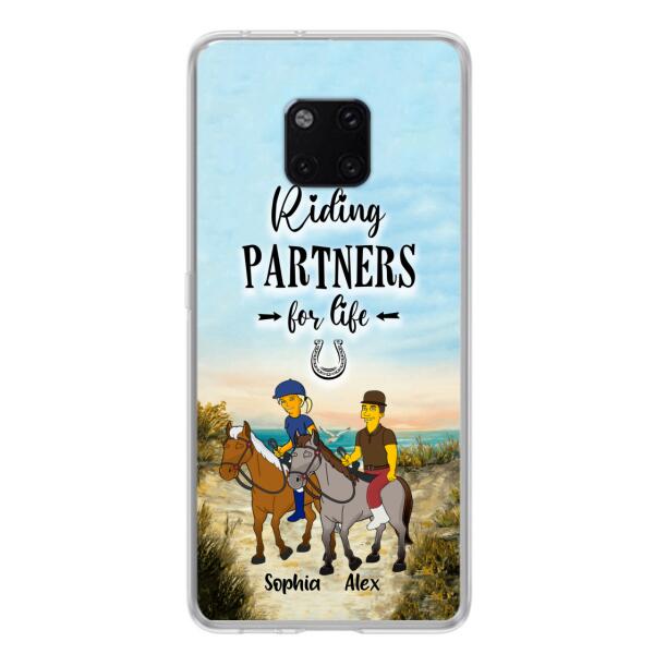 Custom Personalized Horseback Riding Cartoon Portrait From Photo Phone Case - Gift Idea For Couple/ Riding Lover - Case For Xiaomi, Oppo And Huawei