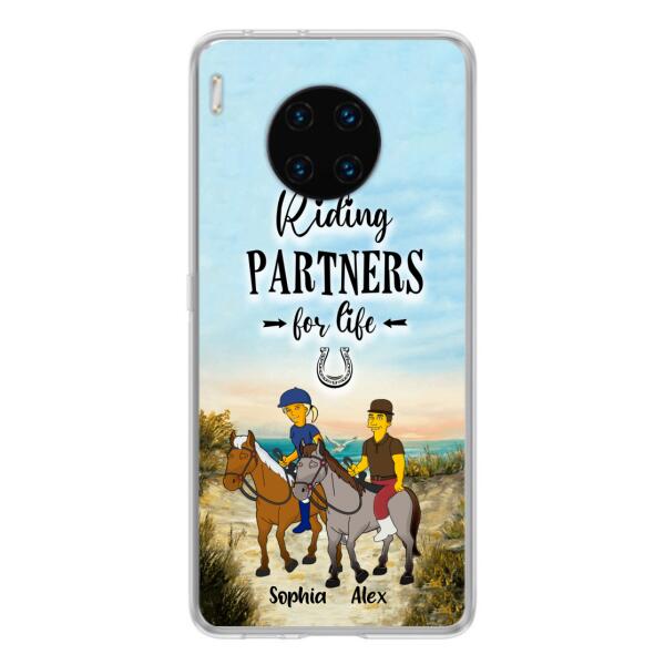 Custom Personalized Horseback Riding Cartoon Portrait From Photo Phone Case - Gift Idea For Couple/ Riding Lover - Case For Xiaomi, Oppo And Huawei