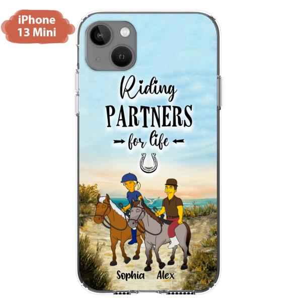 Custom Personalized Horseback Riding Cartoon Portrait From Photo Phone Case - Gift Idea For Couple/ Riding Lover - Case For iPhone And Samsung