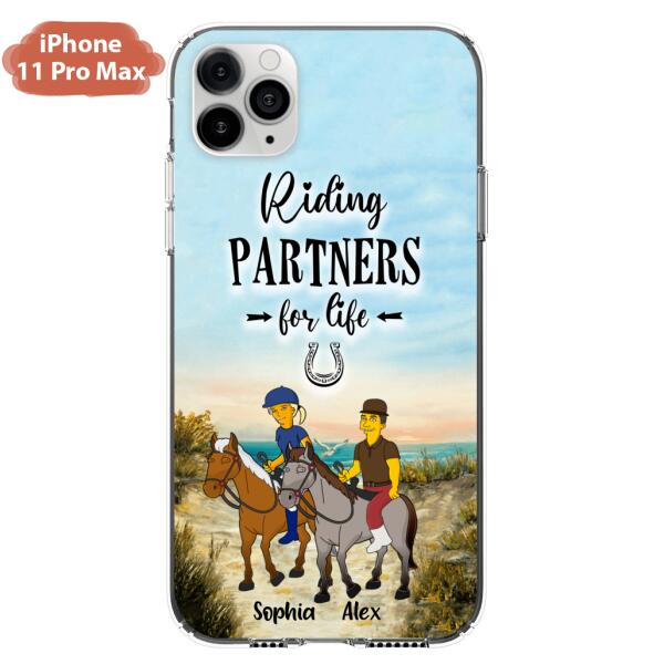 Custom Personalized Horseback Riding Cartoon Portrait From Photo Phone Case - Gift Idea For Couple/ Riding Lover - Case For iPhone And Samsung