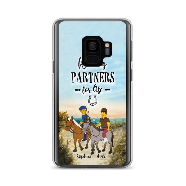 Custom Personalized Horseback Riding Cartoon Portrait From Photo Phone Case - Gift Idea For Couple/ Riding Lover - Case For iPhone And Samsung