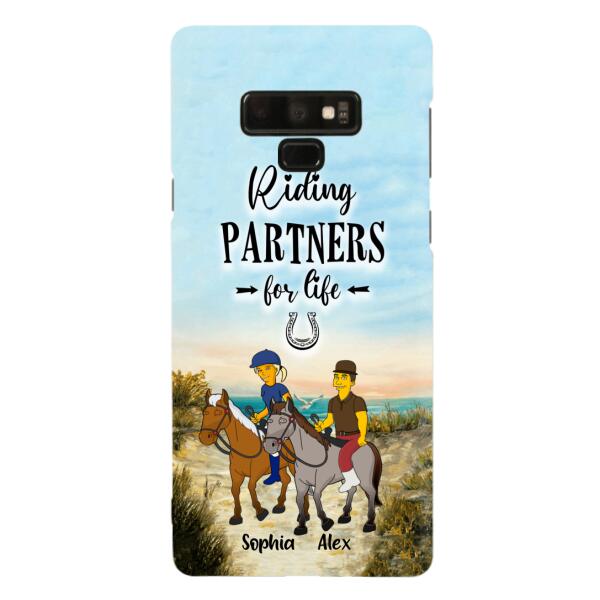 Custom Personalized Horseback Riding Cartoon Portrait From Photo Phone Case - Gift Idea For Couple/ Riding Lover - Case For iPhone And Samsung