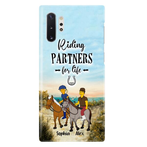 Custom Personalized Horseback Riding Cartoon Portrait From Photo Phone Case - Gift Idea For Couple/ Riding Lover - Case For iPhone And Samsung