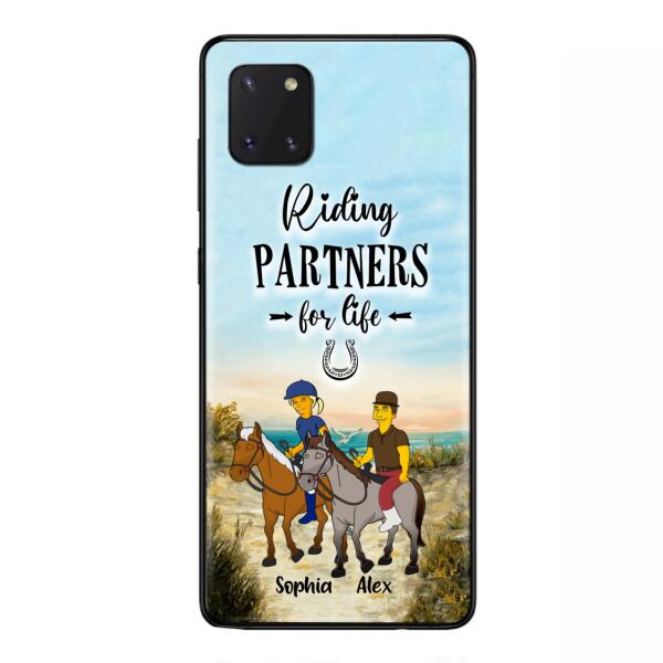 Custom Personalized Horseback Riding Cartoon Portrait From Photo Phone Case - Gift Idea For Couple/ Riding Lover - Case For iPhone And Samsung