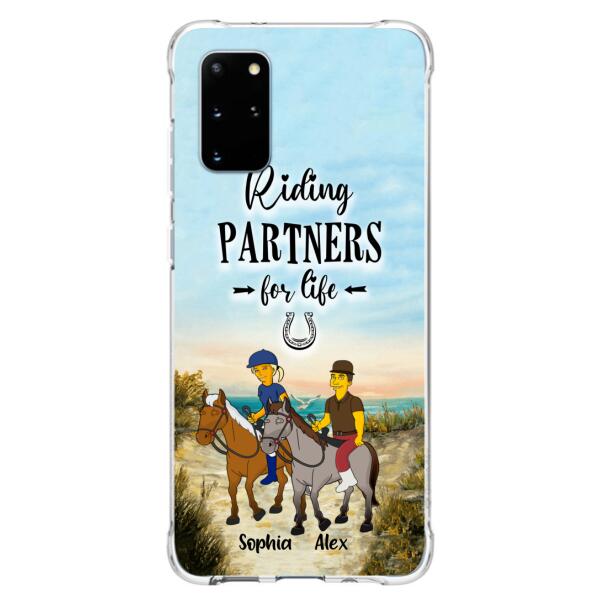 Custom Personalized Horseback Riding Cartoon Portrait From Photo Phone Case - Gift Idea For Couple/ Riding Lover - Case For iPhone And Samsung