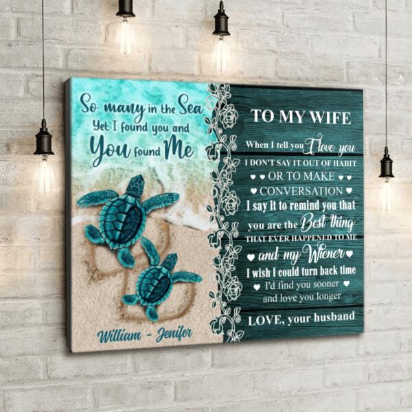 Custom Personalized Sea Turtle Couple Canvas - Best Gift For Couple / Valentine's Day - So Many In The Sea Yet I Found You And You Found Me