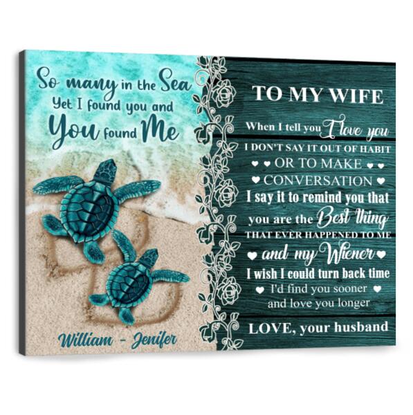 Custom Personalized Sea Turtle Couple Canvas - Best Gift For Couple / Valentine's Day - So Many In The Sea Yet I Found You And You Found Me