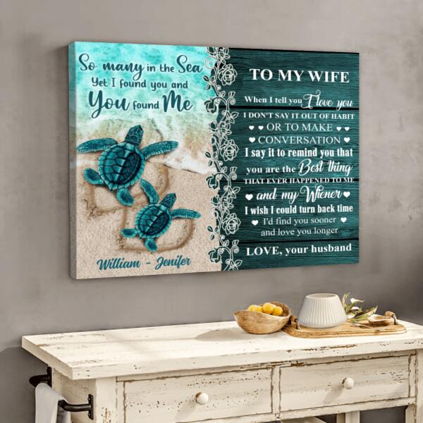 Custom Personalized Sea Turtle Couple Canvas - Best Gift For Couple / Valentine's Day - So Many In The Sea Yet I Found You And You Found Me