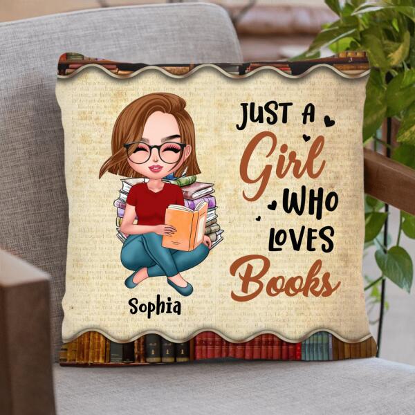 Custom Personalized Just A Girl Who Loves Books Pillow Cover & Quilt/ Fleece Blanket - Gift Idea For Books Lover