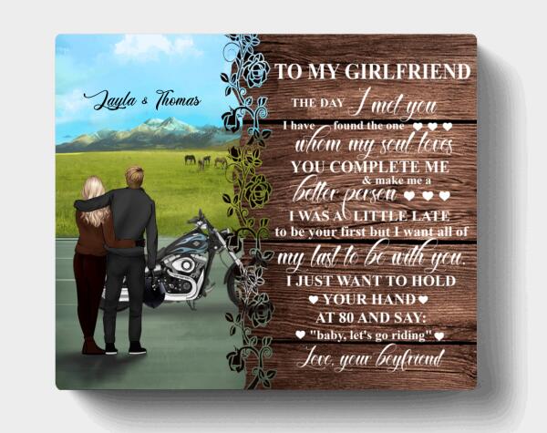 Personalized Couple Canvas - Gift idea for Bikers, Biker Couples - To My Girlfriend